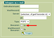 Bewaren wachtwoord webmail