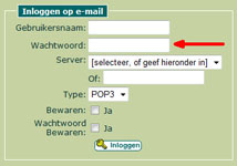 Wachtwoord webmail