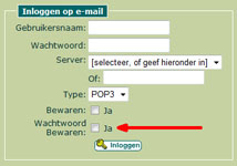Bewaren wachtwoord webmail